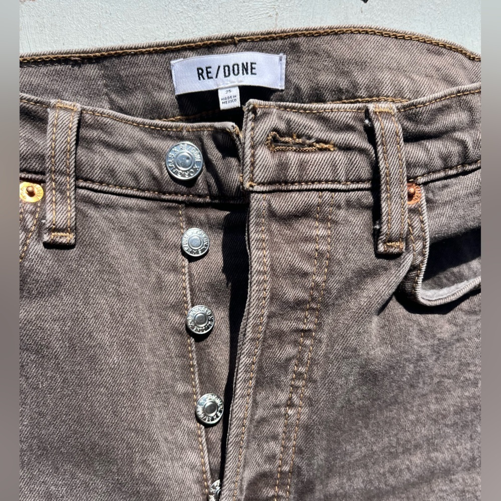 Women’s Redone‎ Jeans Brown Straight 25 Denim Button City Open Stove Wide Boot